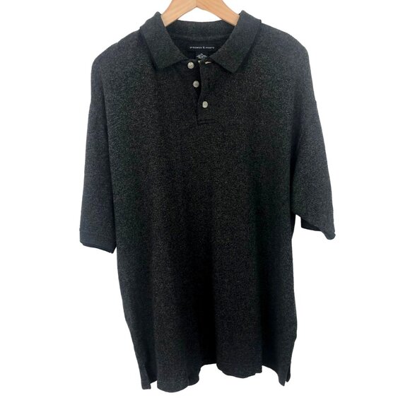 Preswick & Moore Men's Size XL Black & Tan Silk Blend Short Sleeve Polo Shirt - Picture 1 of 8